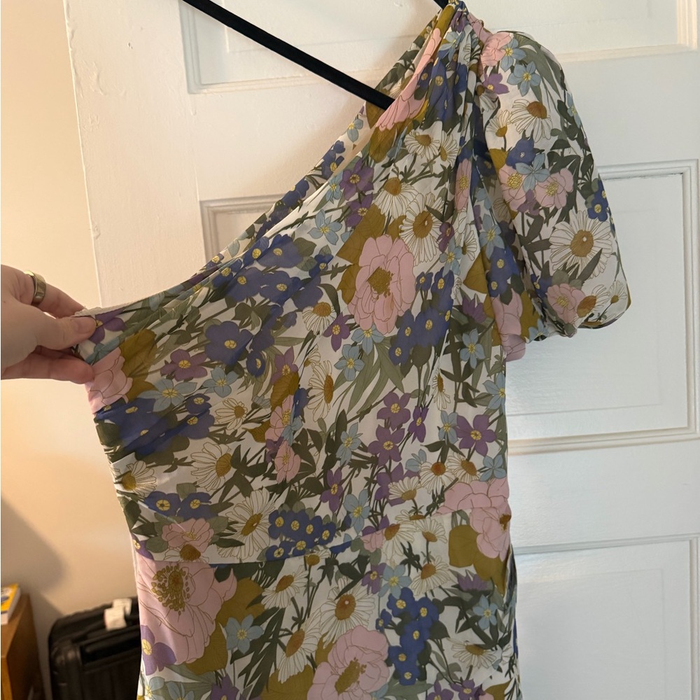 ASTR Blue and Yellow Floral Midi Dress